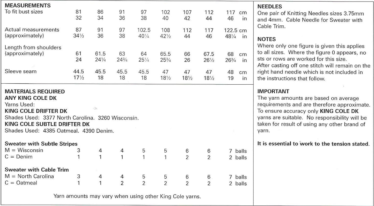 5582 King Cole Drifter DK Ladies Sweaters knitting pattern
