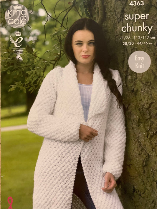 King Cole 4363 Super Chunky Ladies Jacket and Sweater knitting pattern