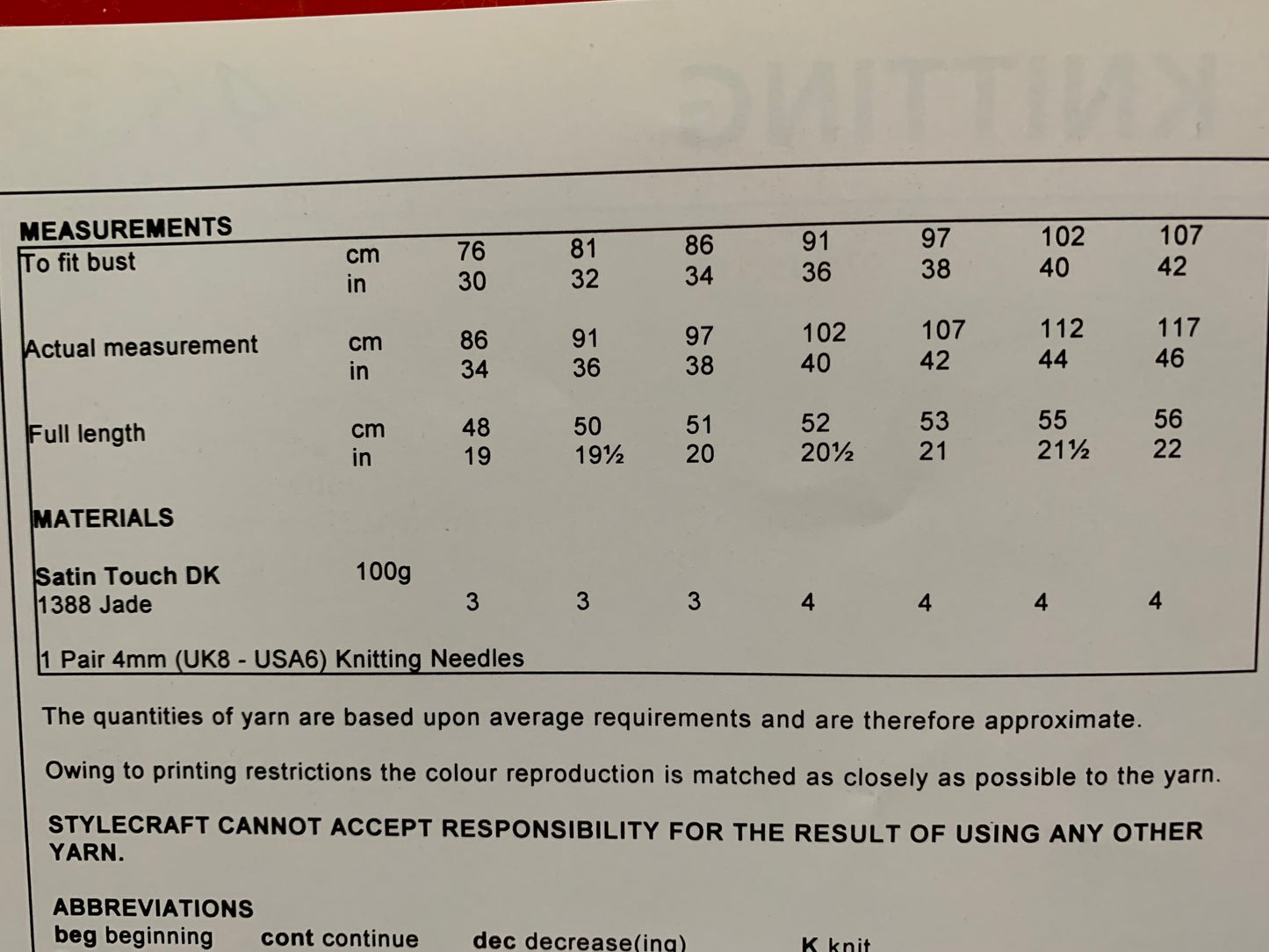 4559 Stylecraft dk ladies top knitting pattern