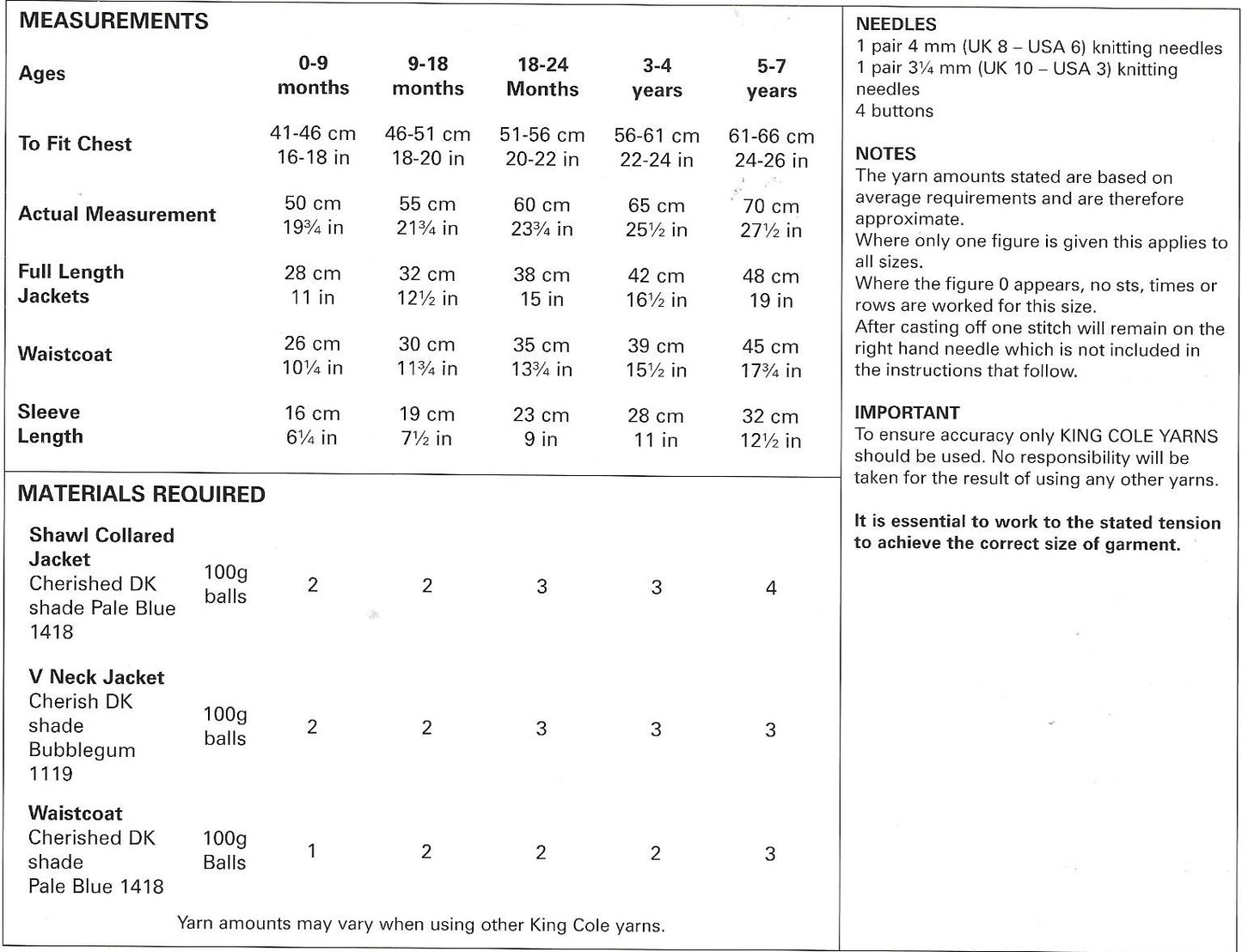 King Cole 4199 DK Baby & Child Shawl, Collared Jacket, V-Neck Jacket & Waistcoat pattern