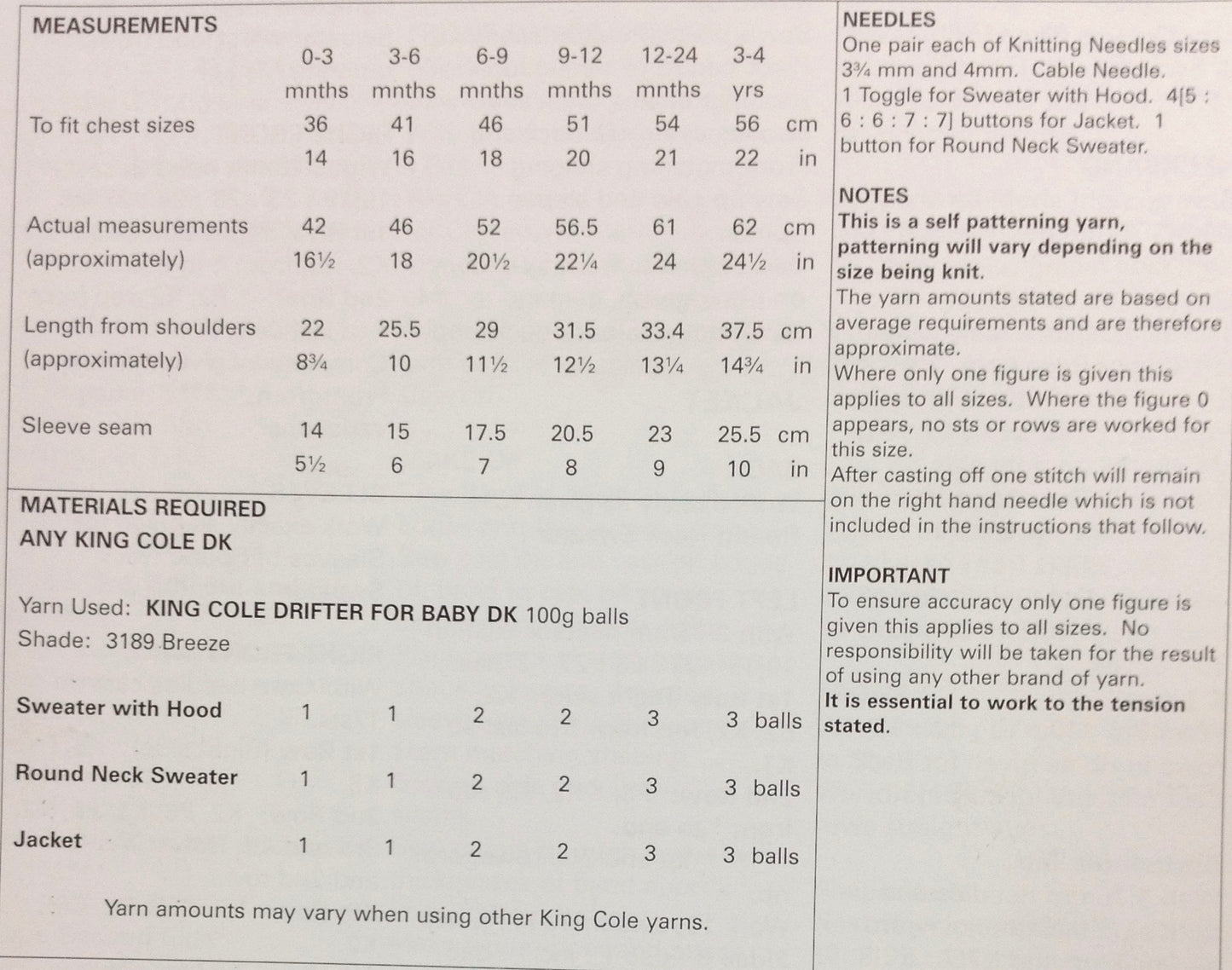 5159 King Cole Drifter for Baby dk knitting pattern