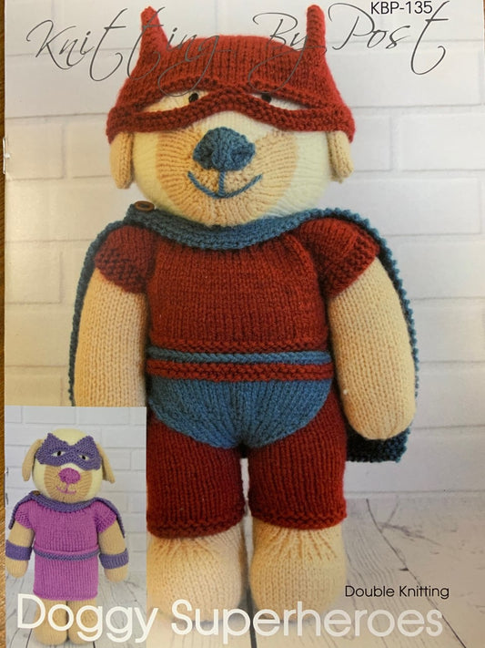 KBP-135 Doggy Superheroes Toy in DK Knitting Pattern