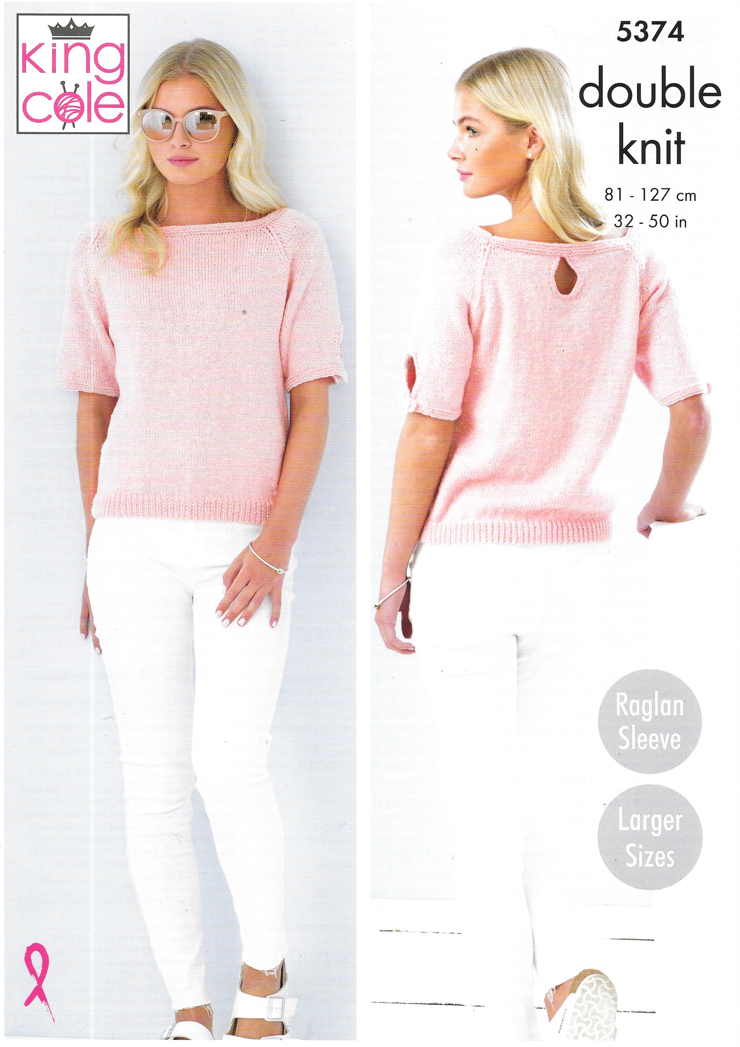 5374 King Cole Double Knit Ladies Tops knitting pattern
