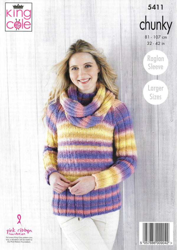 King Cole 5411 Scarf, Mitts and Hat Pattern