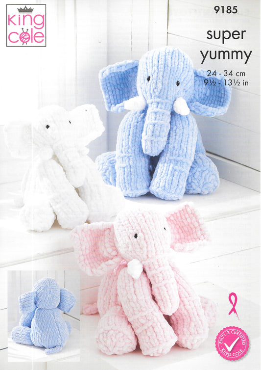 9185 King Cole Elephant Toy Knitting pattern