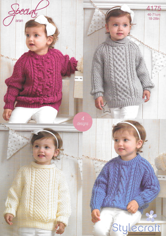 4175 Stylecraft Knitting Pattern. Child's Aran Sweater