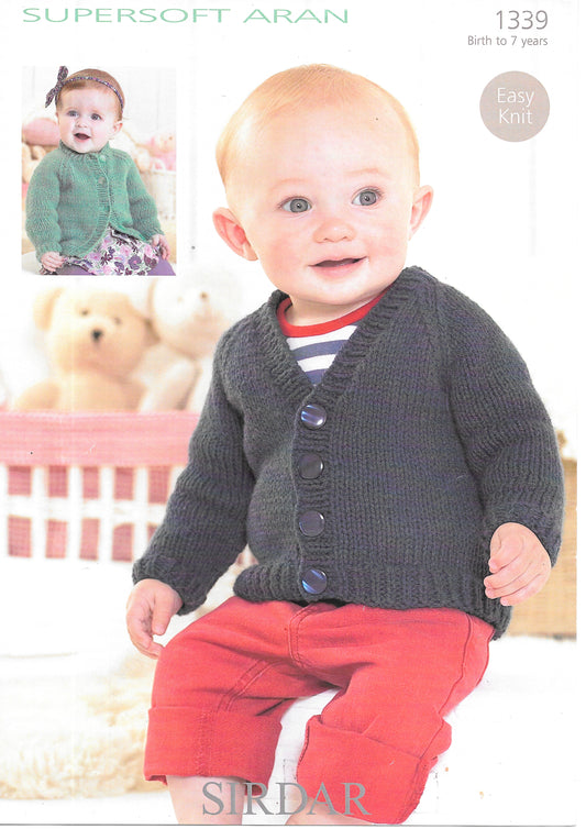 1339 Sirdar Snuggly Aran Preloved Pattern for Baby Cardigans Knitting Pattern