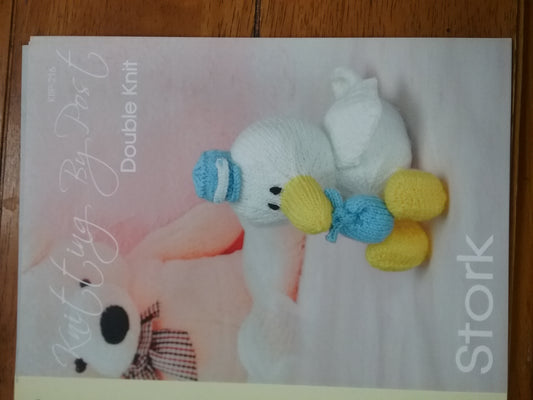 KBP-216 Stork soft toy in DK knitting pattern