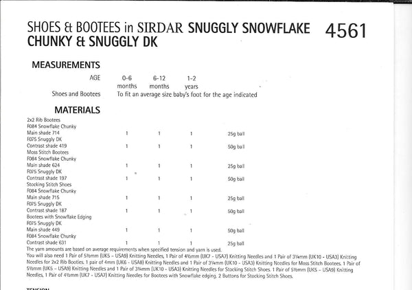 4561 Sirdar Baby Shoes and Bootees knitting pattern