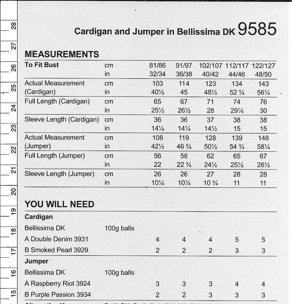 9585 Stylecraft Ladies Cardigan and Jumper in Bellissima Double Knitting pattern