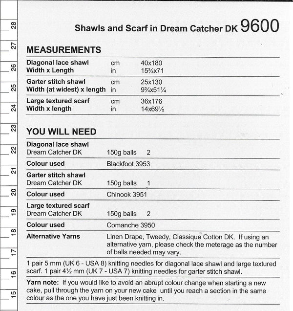 9600 Stylecraft - Shawls and Scarfs knitting pattern