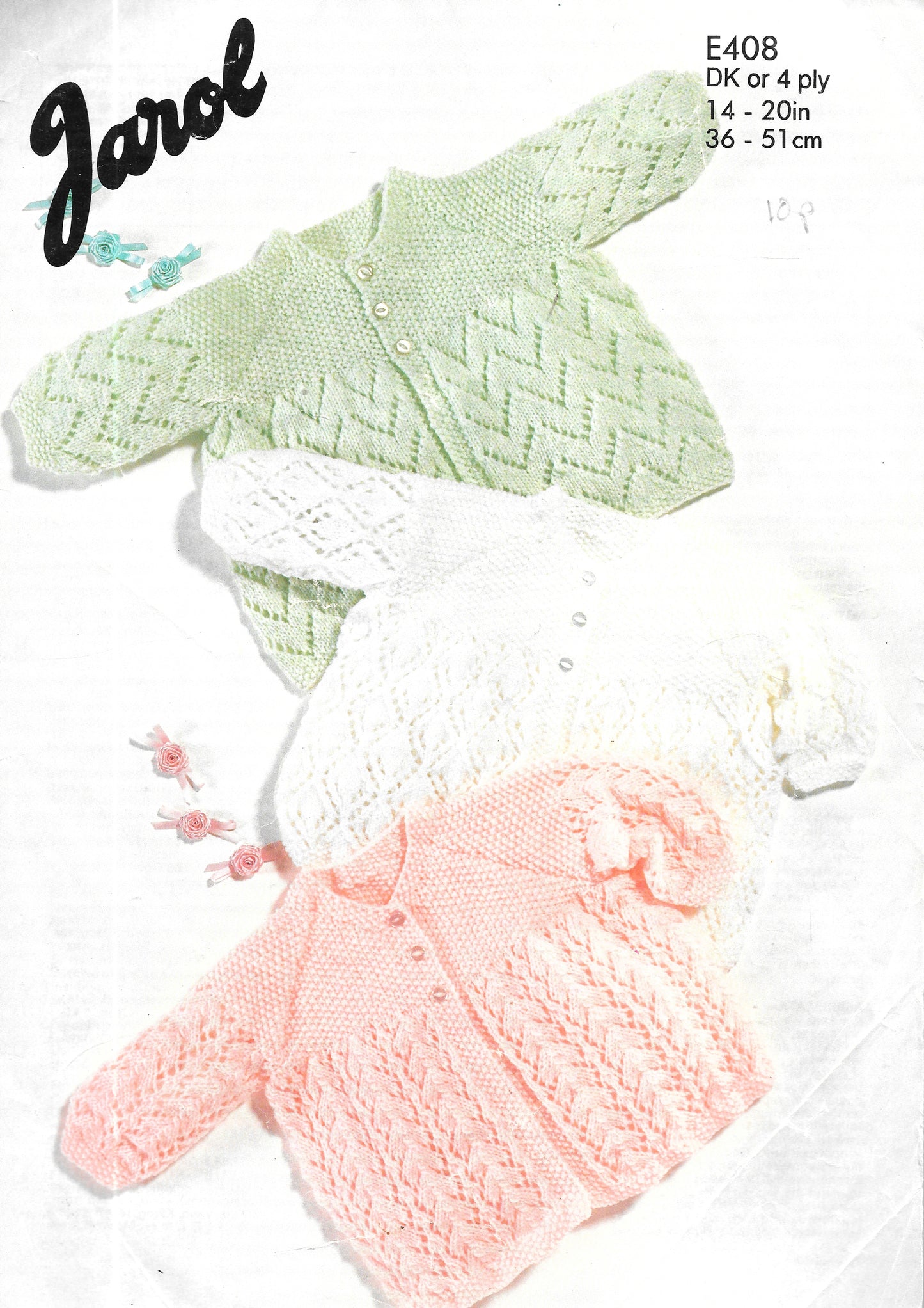 E408 PRELOVED Jarol Knitting Pattern. Baby Matinee Coats.  Double Knit 14-20"