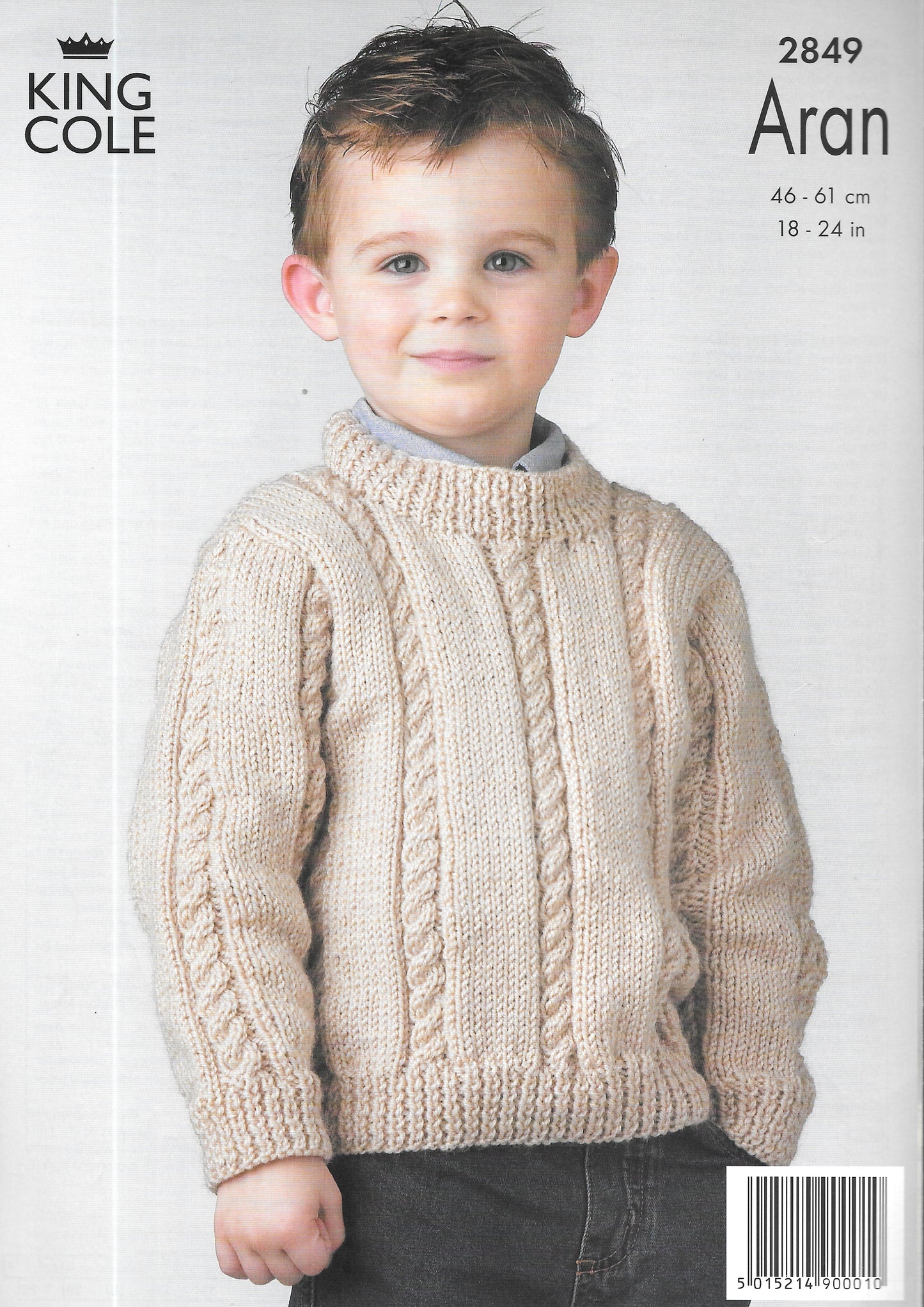 2849 King Cole knitting pattern - Child's Aran Cardigan/Sweater