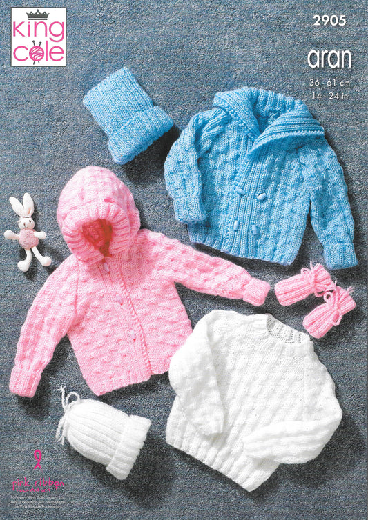 King Cole 2905 Knitting Pattern - Child's Aran Cardigan/Sweater
