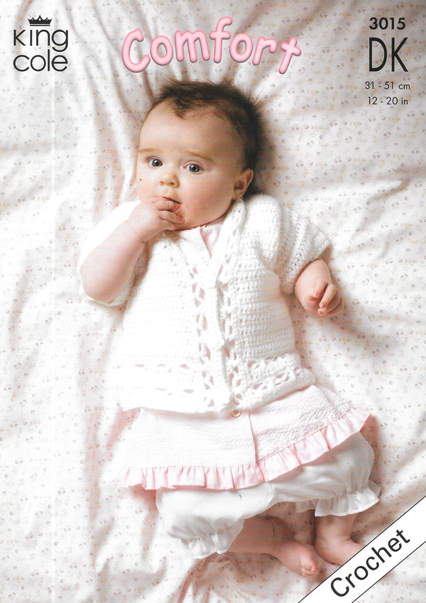 King Cole 3015 DK Crochet pattern - Sweater/Cardigan.