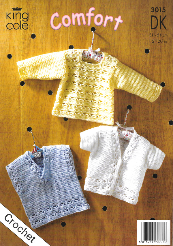 King Cole 3015 DK Crochet pattern - Sweater/Cardigan.