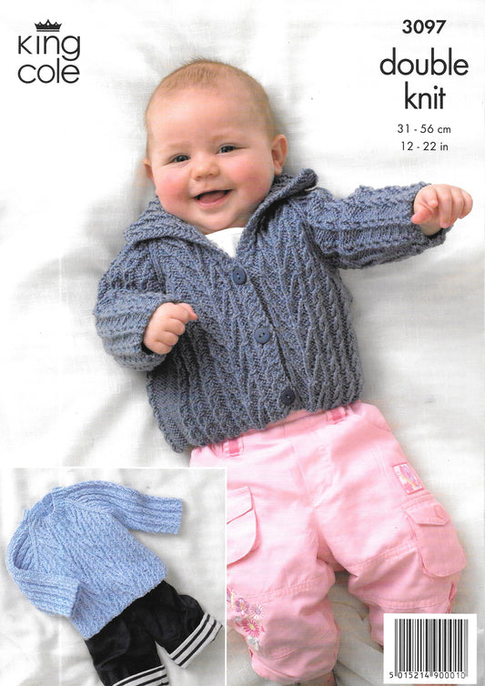 King Cole 3097 Knitting Pattern - DK Child's sweater and cardigan.