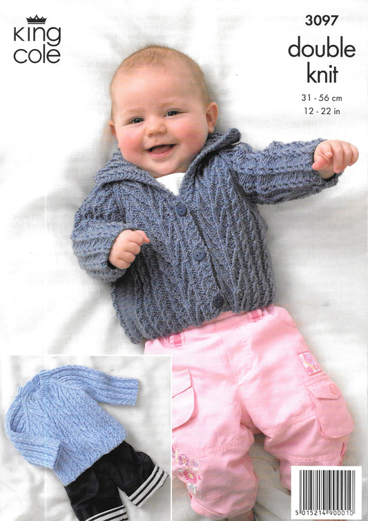 3097 King Cole Knitting Pattern. Child's sweater and cardigan. Double Knit.