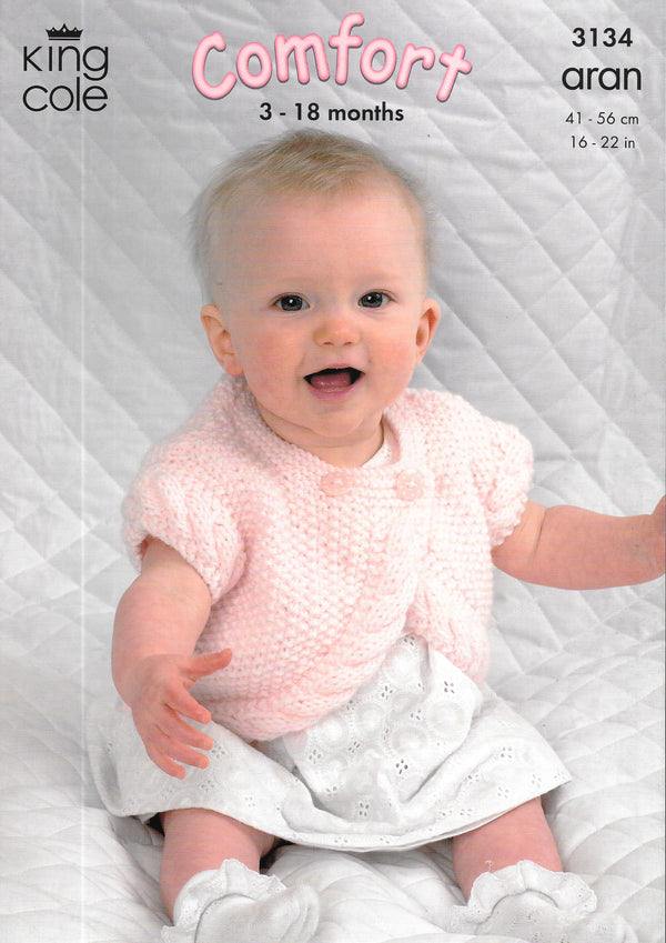 King Cole 3134 knitting pattern - Aran Child's Cardigan/Sweater.