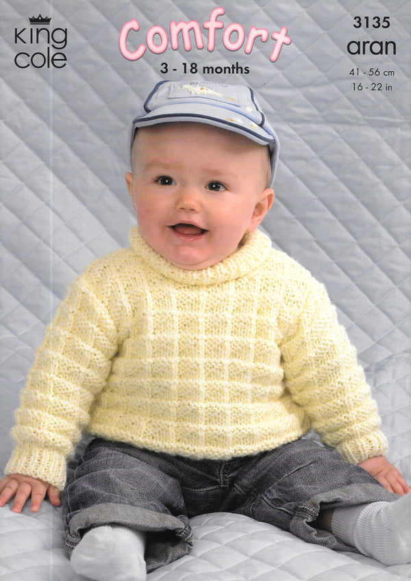 King Cole 3135 knitting pattern - Aran Child's Cardigan/Sweater