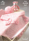 King Cole 3258 Crochet pattern. Baby Hat,  Bolero and Pram Blanket.
