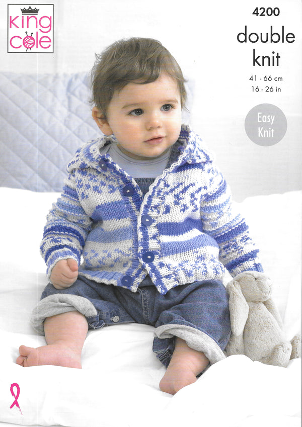 King Cole 4200 DK Knitting Pattern - Baby Cardigans
