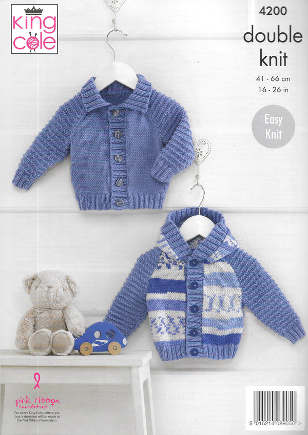 King Cole 4200 DK Knitting Pattern - Baby Cardigans