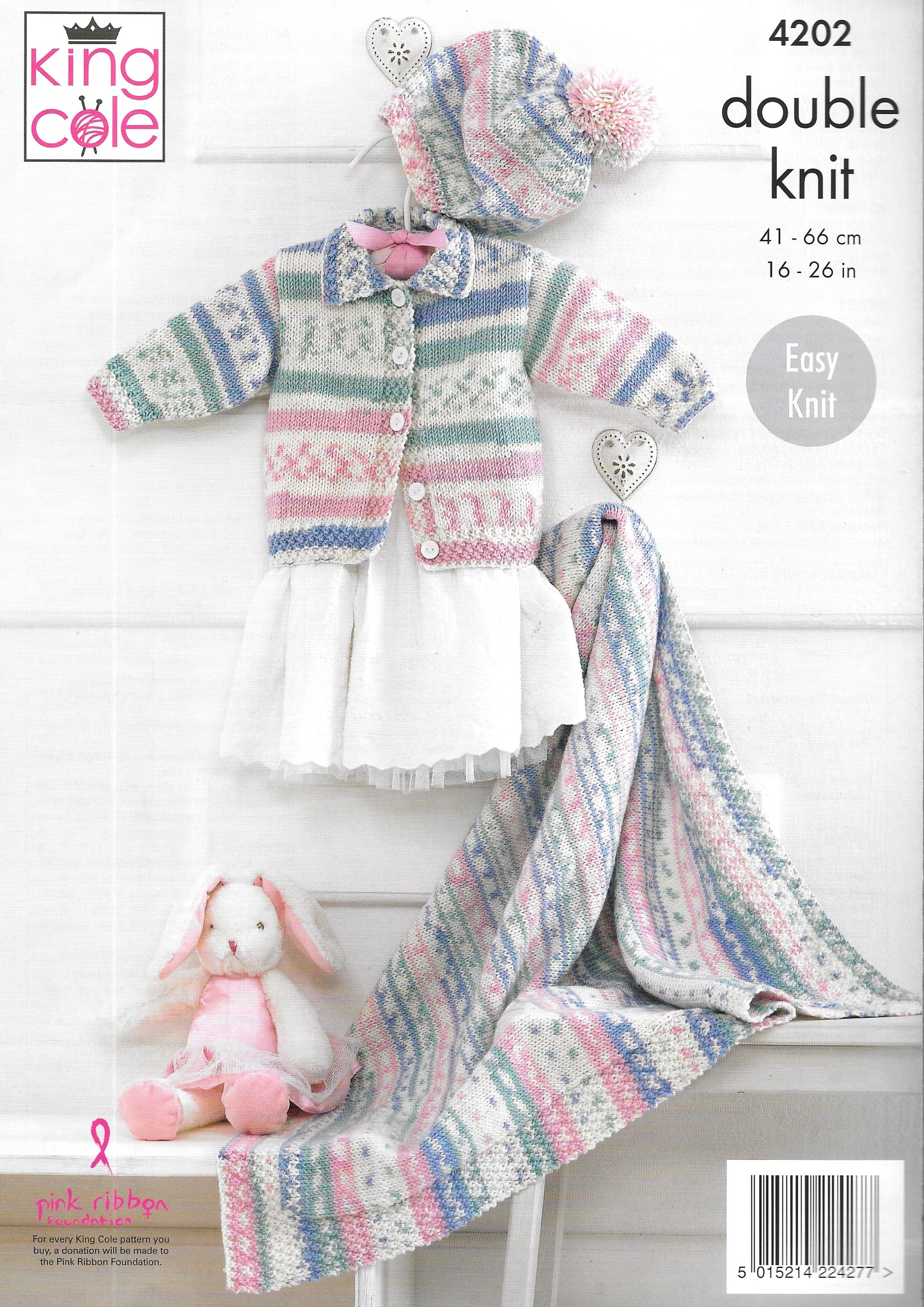 4202 King Cole Knitting Pattern. Baby Cardigans/Blanket/Beret. Double Knit