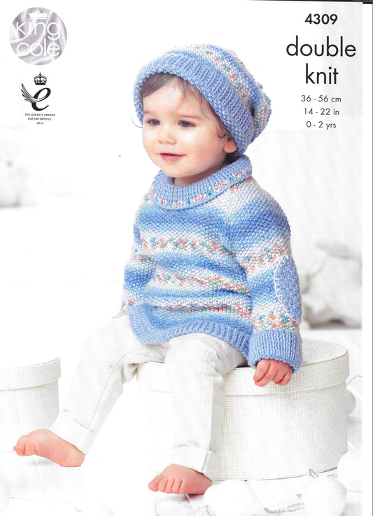 4309 King Cole knitting pattern Baby Set double knitting.