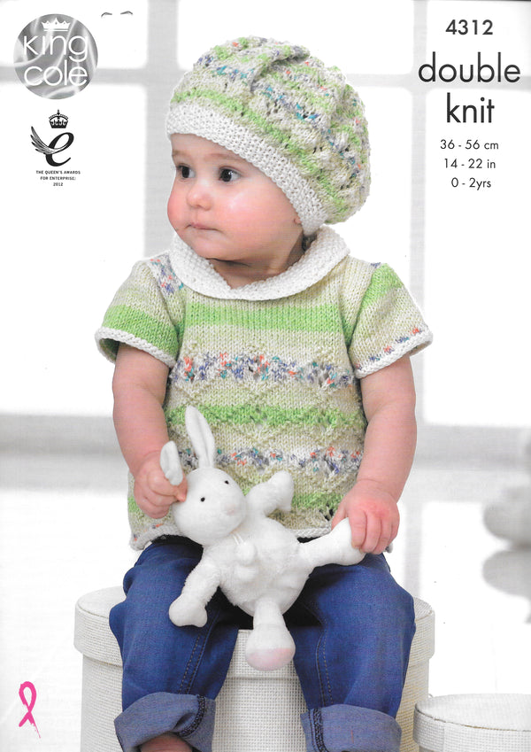 4312 King Cole knitting pattern - Double knitting Baby Set.