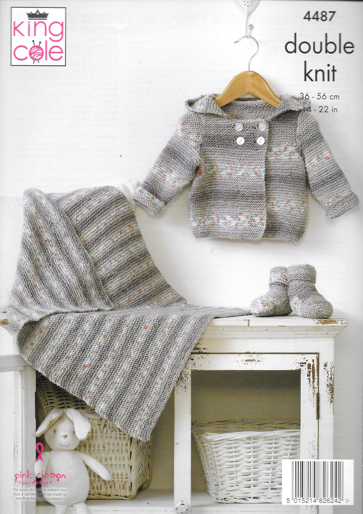 4487 King Cole Double Knit Hooded Jacket, Bootees and Blanket knitting pattern