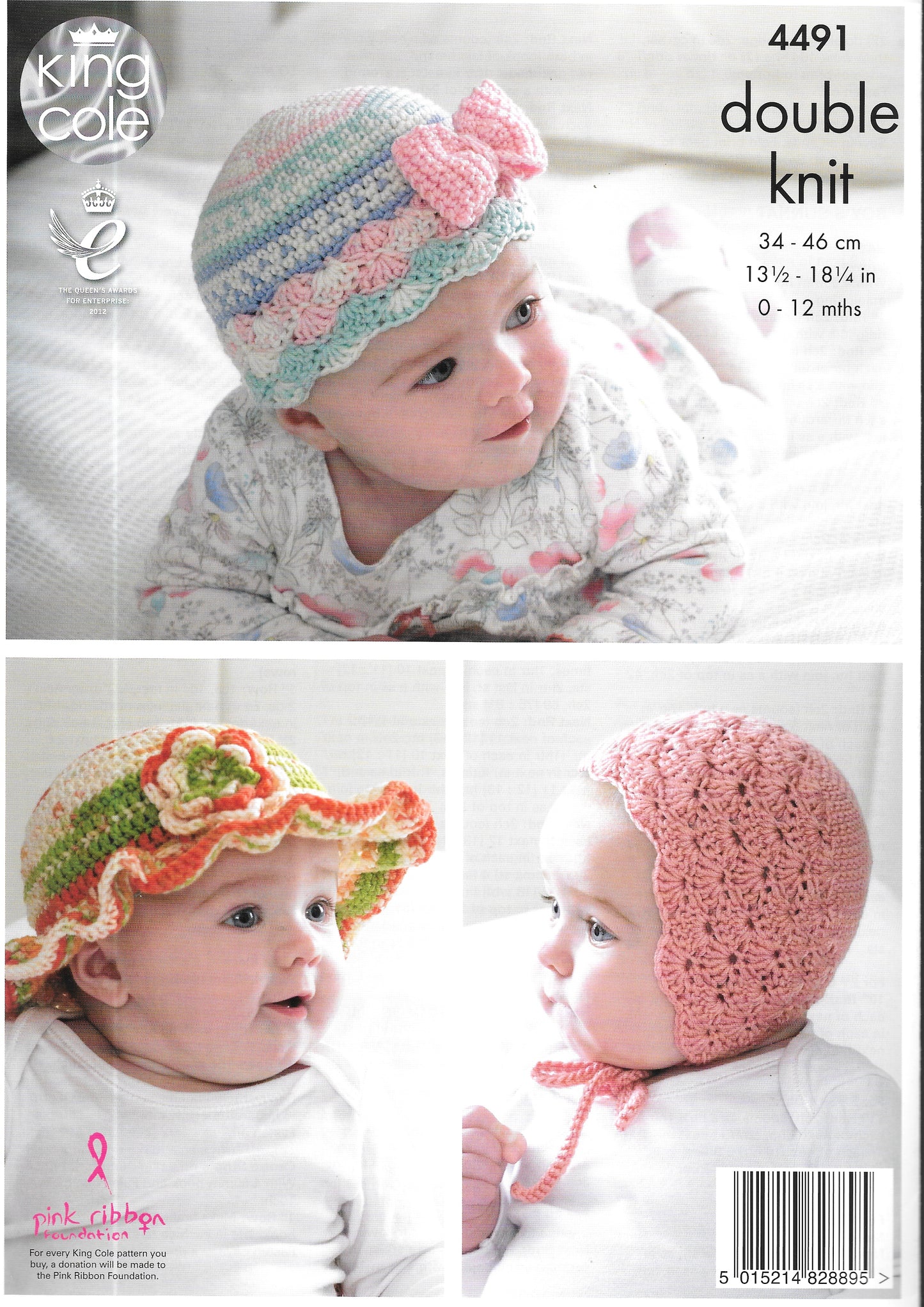 4491 King Cole Crochet pattern. Hats.  DK