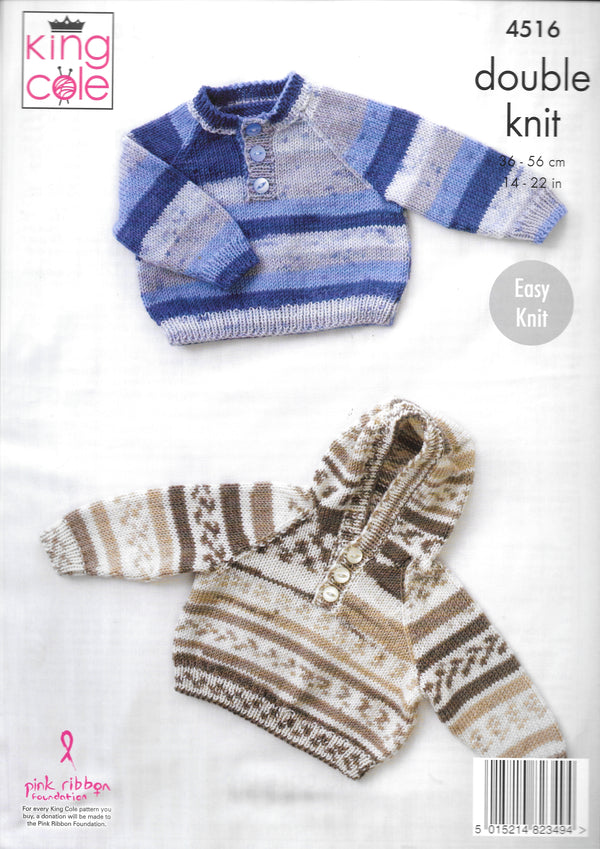 4516 King Cole Double Knit Raglan Sweaters knitting pattern