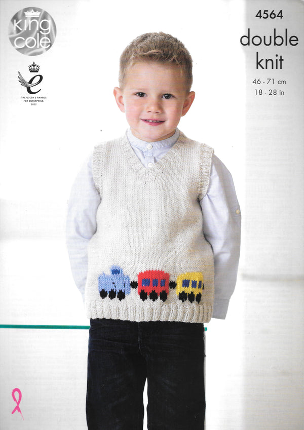 4564 King Cole Double Knit Intarsia Slipovers knitting pattern