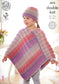 4575 King Cole Double Knit Poncho, shoulder/neck warmer/wrist warmer and hat knitting pattern