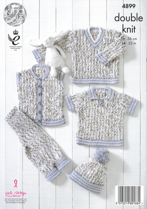 4899 King Cole double knit baby set knitting pattern