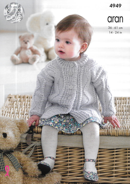 4949 King Cole knitting pattern. Child's jacket and sweater. Aran