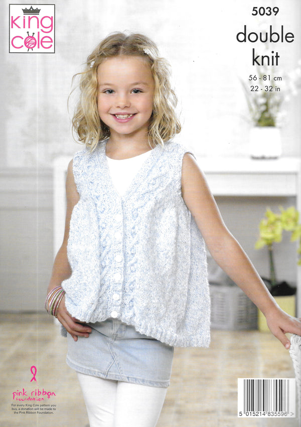 5039 King Cole double knit Top and Waistcoat knitting pattern