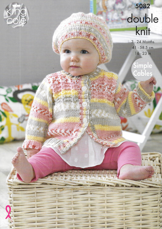5082 King Cole double knit Blanket/Sweater/Cardigans/Hat knitting pattern
