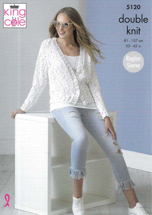 5120 King Cole knitting pattern. Lady's V neck cardigans DK