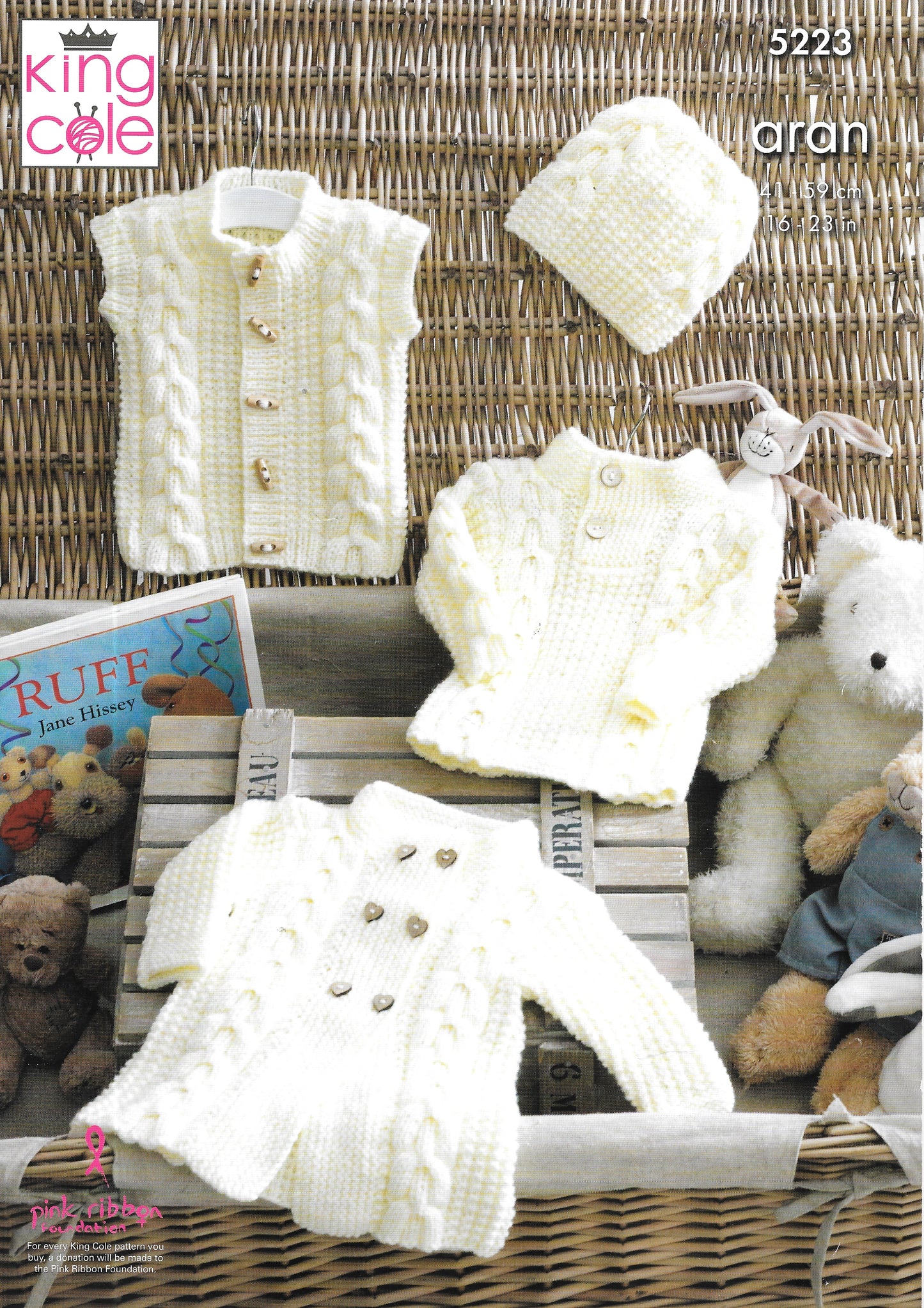 PRELOVED King Cole Knitting Pattern 5223. Child's coat, sweater, gilet and hat. Aran