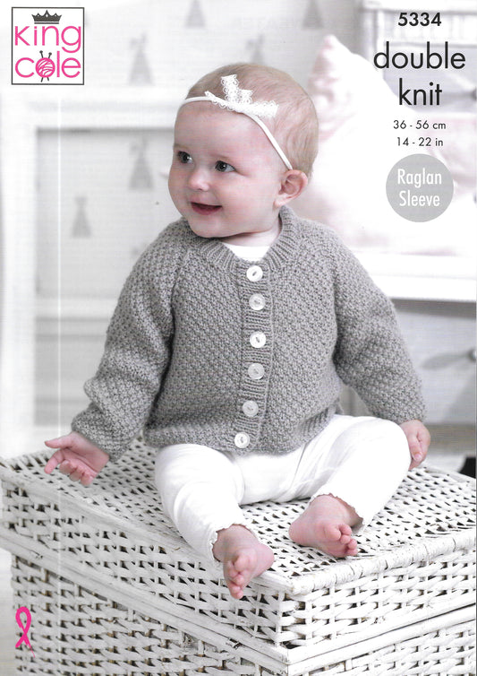 5334 King Cole double knit Cardigans and Sweater knitting pattern