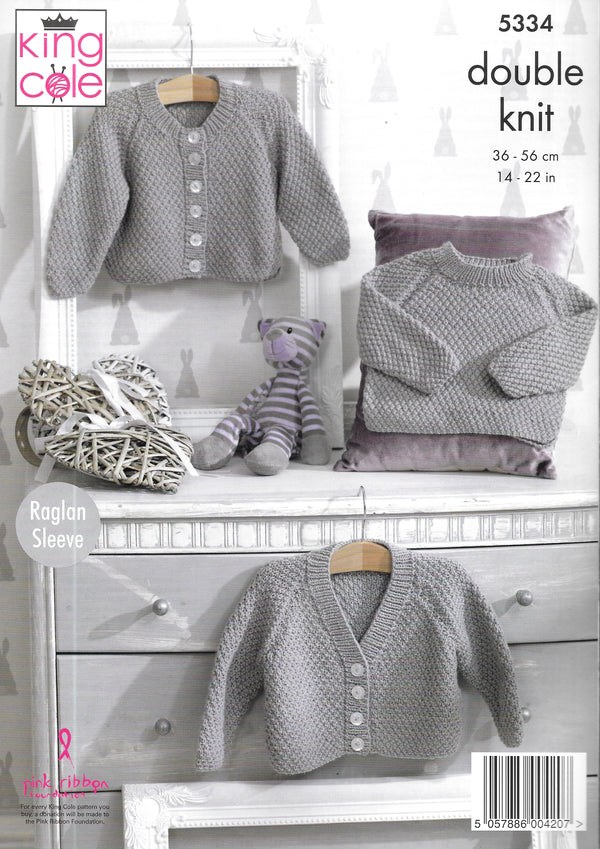 King Cole 5334 DK Cardigans and Sweater knitting pattern