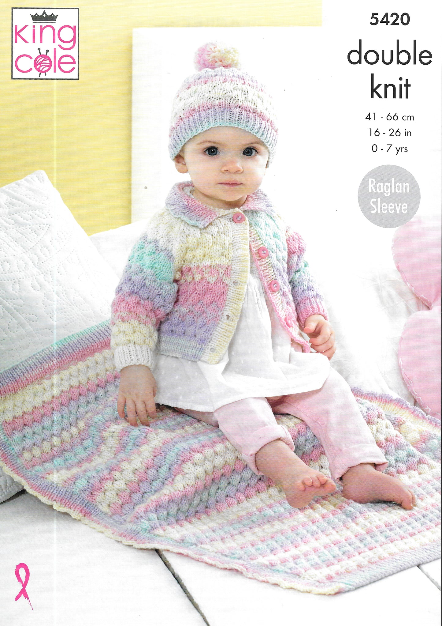 5420 King Cole double knit Cardigan/Hat/Blanket knitting pattern