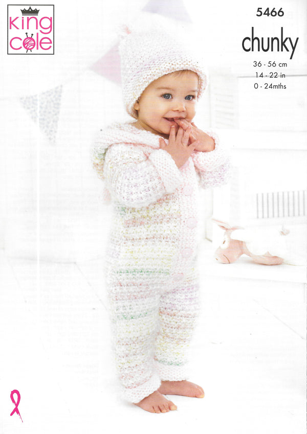 5466 King Cole chunky knit Baby Set knitting pattern