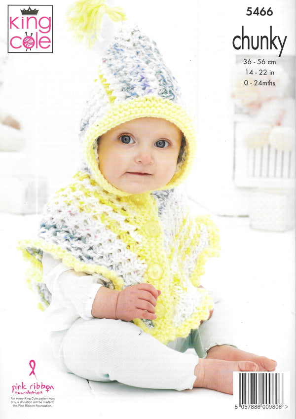 5466 King Cole chunky knit Baby Set knitting pattern