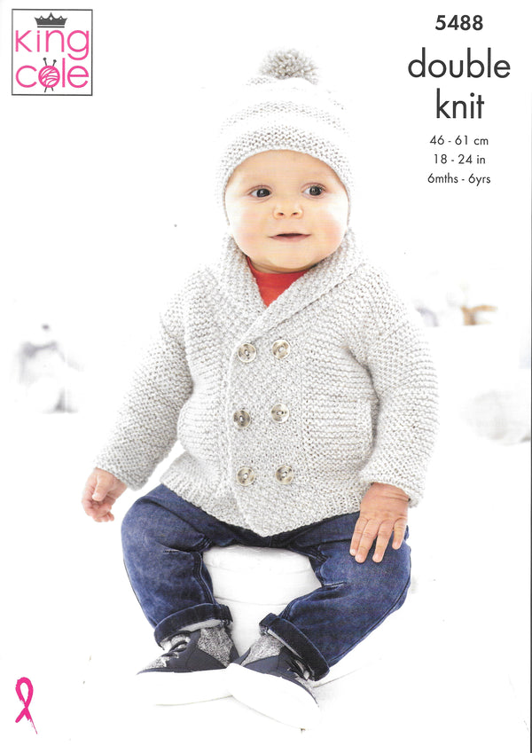 5488 King Cole double knit Jacket/Sweater/Hats knitting pattern