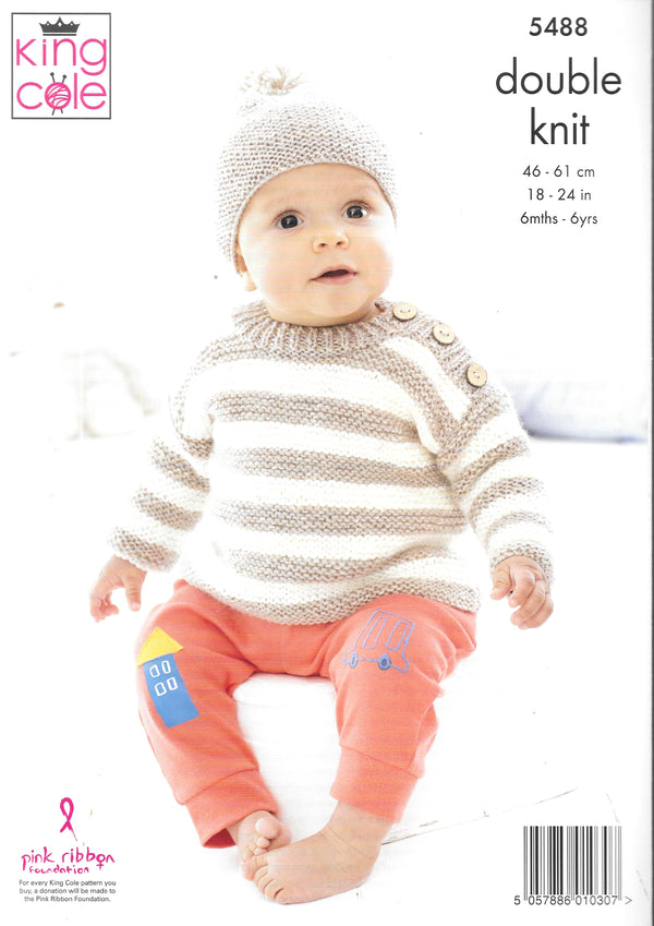 5488 King Cole double knit Jacket/Sweater/Hats knitting pattern