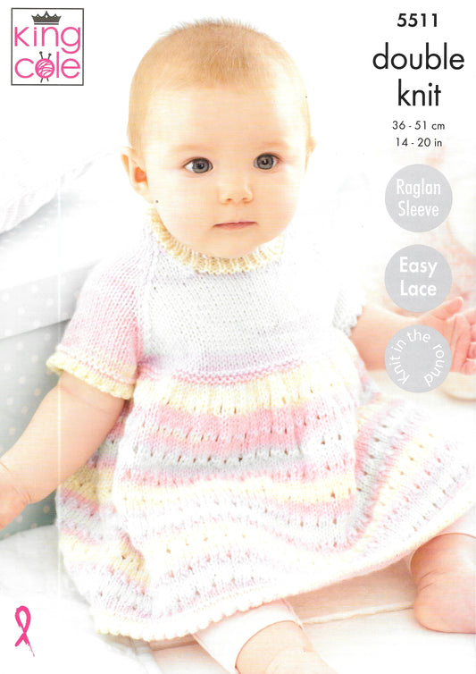 5511 King Cole double knit Dress/Matinee Coat and Blanket knitting pattern