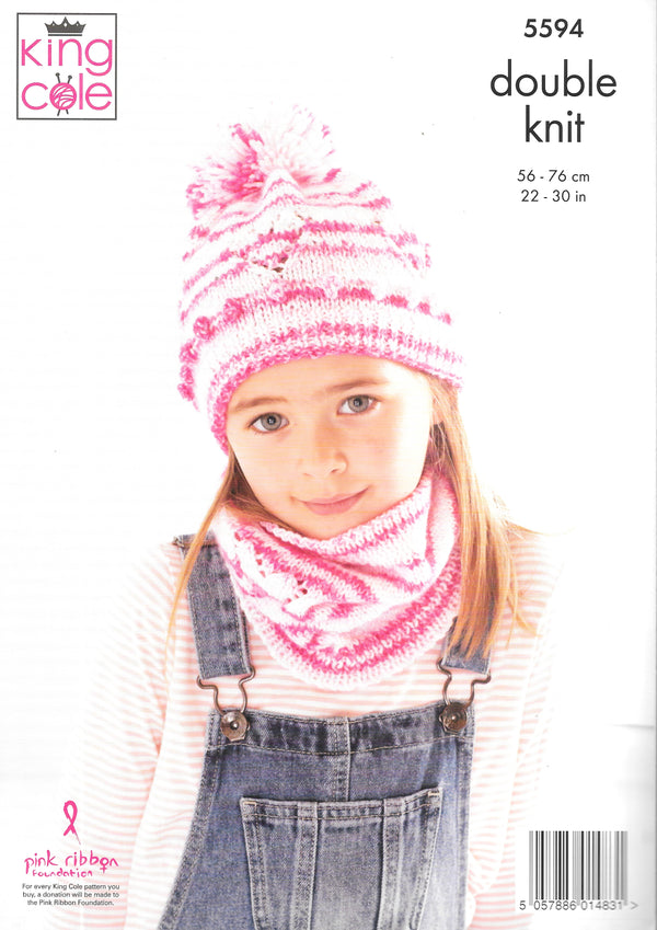 5594 King Cole Double Knit Sweater/Snood/Hat knitting pattern